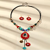 Cube & Ring & Teardrop Bohemian Acrylic Pendant Necklaces & Dangle Earrings Sets FS-WG635C7-01-3