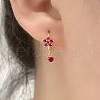 925 Sterling Silver Cubic Zirconia Plum Blossom Hoop Earrings IM8168-9-1