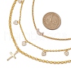 Brass & Stainless Steel Micro Pave Clear Cubic Zirconia Pendant Necklaces NJEW-JN04874-3
