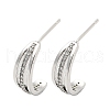 Brass with Clear Cubic Zirconia Stud Earrings EJEW-B035-11P-1