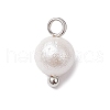 Wrinkle Textured Shell Pearl Round Charms PALLOY-JF03823-02-3