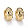 Brass Micro Pave Clear Cubic Zirconia Huggie Hoop Earrings EJEW-K083-32G-1