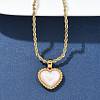 304 Stainless Steel Pave Shell Heart Pendant Rope Chain Necklaces for Women NJEW-Z070-02G-1