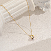 Stainless Steel Pave Clear Cubic Zirconia Ring Letter D Pendant Necklaces for Women QW1472-1