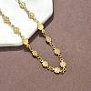 304 Stainless Steel Textured Flower Link Chain Necklaces NJEW-Z084-01G-3