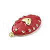 Oval with Heart Brass Micro Pave Clear Cubic Zirconia Pendants KK-Z114-25G-3