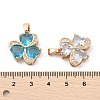 Rack Plating Leaf Brass Clear Cubic Zirconia With Glass Pendants KK-S407-18KCG-4