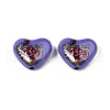Flower Printed Opaque Acrylic Heart Beads SACR-S305-28-M03-2