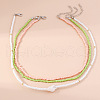 3Pcs Shell Shape Glass Seed Beaded with Plastic Pearl Beaded Necklace Sets for Women FS-WGE85A7-06-1