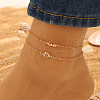 Fashionable Bohemian Style Alloy Love Heart Link Double Layer Anklets for Women WG497D9-12-1