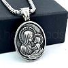 Stainless Steel Oval with Virgin Mary Pendant Necklaces RX5820-4