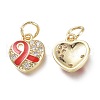 Brass Micro Pave Clear Cubic Zirconia Pendants KK-P188-M02-2