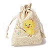 12Pcs 12 Styles Easter Egg Chick Rabbit Printed Rectangle Burlap Cloth Packing Pouches ABAG-U006-01-4