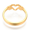 Ion Plating(IP) 304 Stainless Steel Hand Heart Cuff Rings RJEW-N038-121LG-4