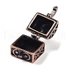Carved Cuboid Rack Plating Brass Prayer Box Pendants KK-L101-16R-NF-6