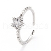 Mother's Day Rings Brass Micro Pave Cubic Zirconia Cuff Rings RJEW-I077-03P-2