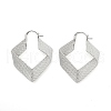 Textured Rhombus Brass Hoop Earrings for Women EJEW-U055-03A-P-2