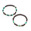 2Pcs 2 Style Natural Ebony Wood & Imperial Jasper Beaded Stretch Bracelets Set BJEW-JB07824-4