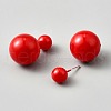 Plastic Round Stud Earrings EJEW-WH0001-75D-2