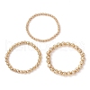 3Pcs 3 Styles Electroplated Natural Lava Rock Round Beads Stretch Bracelets for Women Men BJEW-JB11982-4