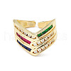 Colorful Cubic Zirconia Arrow Open Cuff Ring RJEW-P079-10G-2