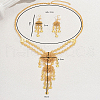 Elegant French Alloy Flower Tassel Necklace & Earrings Sets for Women YO1225-2
