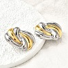 knot 304 Stainless Steel Two Tone Stud Earrings EJEW-D308-10A-PG-4