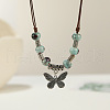 Ethnic Style Butterfly Alloy & Porcelain Beads Pendant Long Necklaces for Women FS-WG12891-12-1