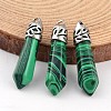 Bullet Malachite Pointed Pendants X-G-E332-C19-1