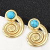 Spiral 304 Stainless Steel Synthetic Turquoise Stud Earrings for Women EJEW-U046-13G-2
