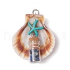 14Pcs 14 Styles Natural Scallop Shell Beads with Glass Jar Glass Bottles Stone Pendants PALLOY-JF03564-4