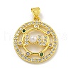 Rack Plating Brass Micro Pave Cubic Zirconia Pendants KK-C074-03G-1