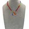 Red Blue Evil Eye Glass & Alloy Star & Flat Round Pendant Necklaces for Women FS-WG3BEAB-01-1