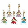 Alloy Glass Flowers Pendant Decorations HJEW-MZ00207-2
