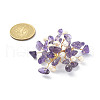 Natural Amethyst Chips & Pearl Beaded Flower Brooch Pin JEWB-BR00098-01-3