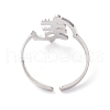 Non-Tarnish Fishbone Shape 304 Stainless Steel Cuff Ring for Women RJEW-B035-07P-3