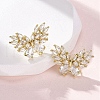 Brass Micro Pave Cubic Zirconia Stud Earrings Findings EJEW-F373-04G-1
