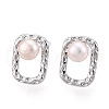 Brass Natural Pearl Stud Earrings PEAR-N020-05U-1