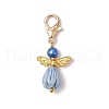 Glass Pearl & Resin Flower Rose Angel Pendant Decorations HJEW-JM03121-01-4