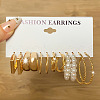 6 Pairs Alloy Hoop Earring Sets WG6DB3C-21-1