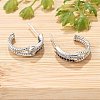 C-Shaped Brass Micro Pave Cubic Zirconia Stud Earrings for Women EJEW-G428-21P-01-3