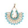 Bohemia Style Glass Twisted Bugle Fan Beaded Pendants PALLOY-MZ00518-1