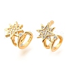 Brass Micro Pave Clear Cubic Zirconia Cuff Earrings EJEW-F370-21G-3