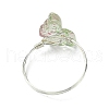 4Pcs 4 Colors Glass Butterfly Finger Rings RJEW-JR00826-02-5