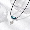 Glass Seed Beaded & Alloy Triangle Evil Eye Pendant Necklaces NJEW-MZ00110-3