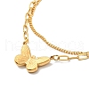 Butterfly Charm Double Layer Necklace with Clear Glass NJEW-G036-11G-1