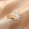 Brass Micro Pave Clear Cubic Zirconia Cuff Rings for Women RJEW-A062-03G-1