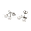 Mother's Day Jewellery 304 Stainless Steel Shell Pearl Bowknot Stud Earrings for Women EJEW-U020-28P-2