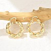 Brass Twist Ring Hoop Earrings EJEW-B117-01G-3