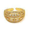 Brass Micro Pave Cubic Zirconia Cuff Rings for Women RJEW-E294-04G-01-2